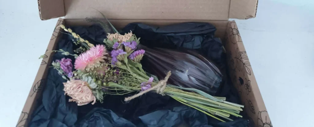 Dried Flower Posy and Vase in Gift Box
